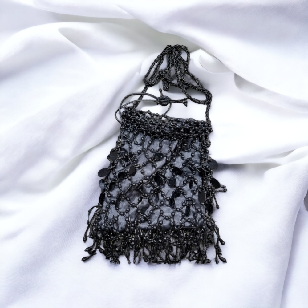Bijoux Terner Black Quartz Sequin Beaded Formal Purse